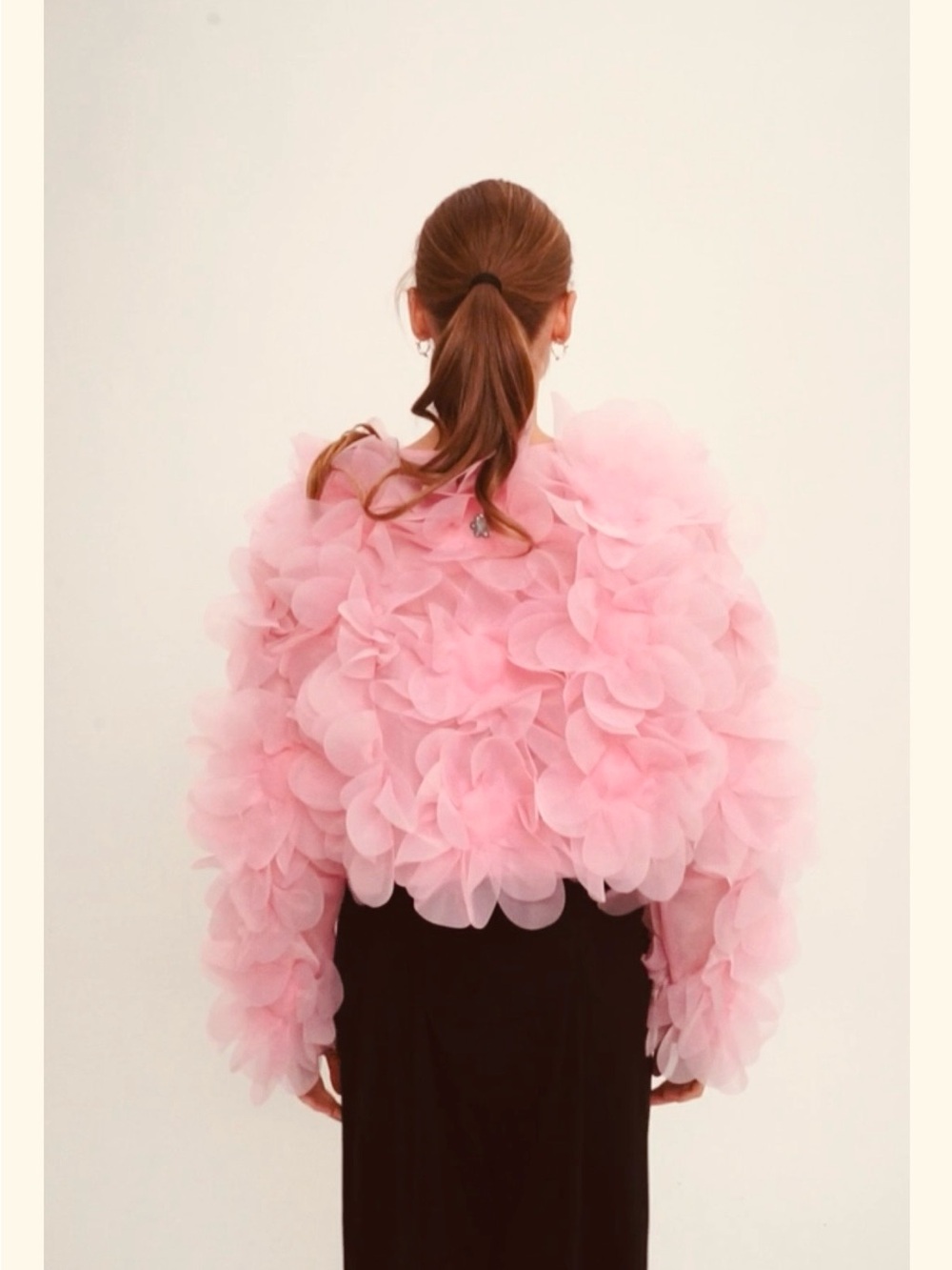 Peony soft Lyric Blush Pink Petal cape Bomber Jacket OS - Picture 7 of 8